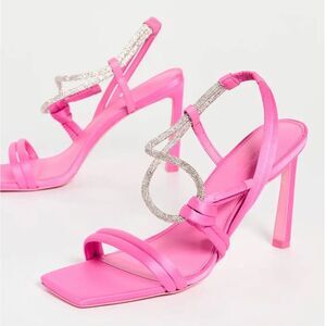 Jonathan Simkhai Cassie Crystal Strappy Sandals, Pink, New, Size 41